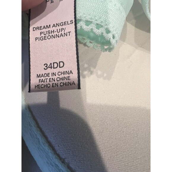 Victoria Secret Dream Angels Push Up Pigeonnant Bra 34DD Mint Green Lace - Picture 4 of 7